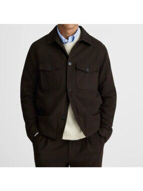 Madewell Mens Patch-Pocket Shirt-Jacket~Size L~Chocolate Wool Blend NWT L10 09